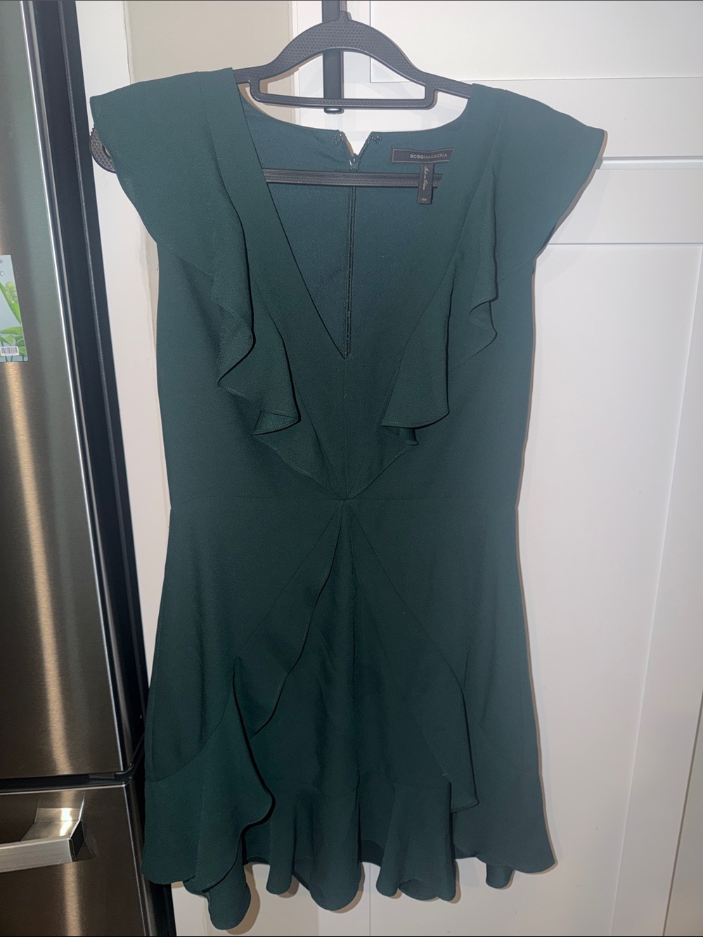 BCBG Green Ruffle V-Neck Women’s Dress